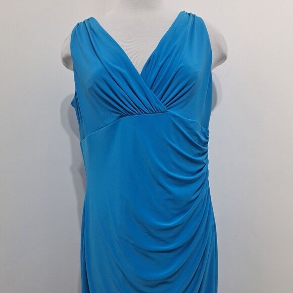 Lauren Ralph Lauren Surplice Wrap Jersey Dress Dutchess Blue Size 16 - Picture 11 of 14